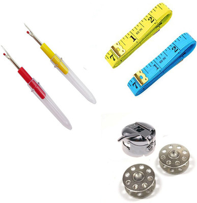 Crafts Haveli 3 Items Combo : 2 Seam Ripper, 1 Case 2 Bobbin, 2 Measuring Tape Sewing Kit