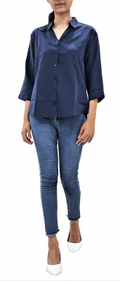 Reoutlook Women Solid Formal Blue Shirt