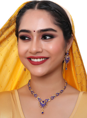 VATSALYA creation Alloy Gold-plated Blue, Bronze Jewellery Set(Pack of 1)