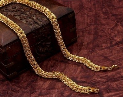 Pitaamaa Designer Trendy Men's Gold Plated Chains Water/Sweet Proof JGS-0146 Gold-plated Plated Brass Chain