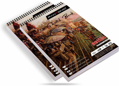 PANTONIC A5 Top Spiral-Bound Sketchpad for Artists | Sketching and Drawing Paper Doodling Sketch Pad(50 Sheets, Pack of 2)