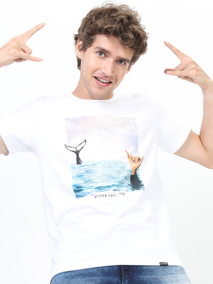 HIGHLANDER Graphic Print Men Round Neck White T-Shirt