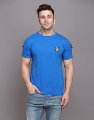 tfurnish Solid Men Round Neck Blue T-Shirt
