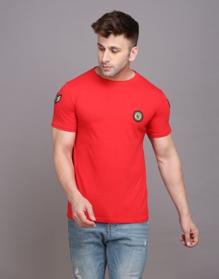 Blisstone Solid Men Round Neck Red T-Shirt