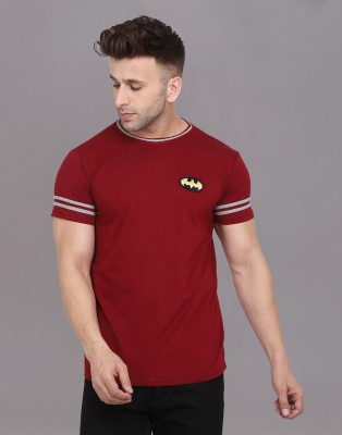 BEYOU FASHION Solid Men Round Neck Maroon T-Shirt