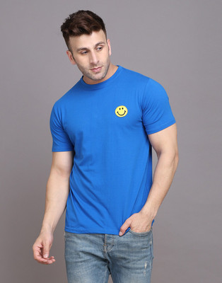 tfurnish Solid Men Round Neck Blue T-Shirt