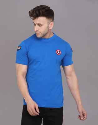 BEYOU FASHION Solid Men Round Neck Blue T-Shirt
