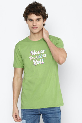 FOREVER 21 Solid Men Round Neck Green T-Shirt