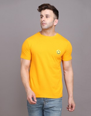 Blisstone Solid Men Round Neck Yellow T-Shirt