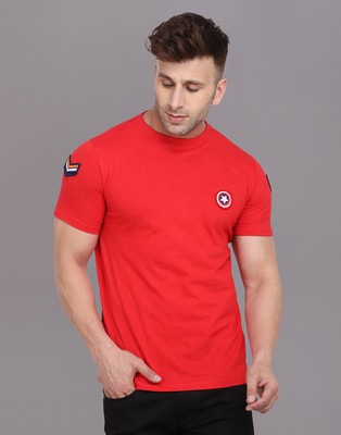 tfurnish Solid Men Round Neck Red T-Shirt