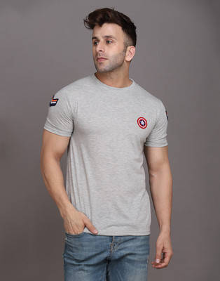 Blisstone Solid Men Round Neck Grey T-Shirt