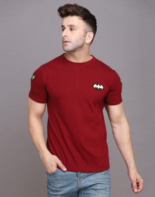 Lawful Casual Solid Men Round Neck Maroon T-Shirt