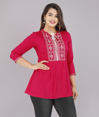 SHUBHLAXMI FASHION Casual Embroidered Women Black Top