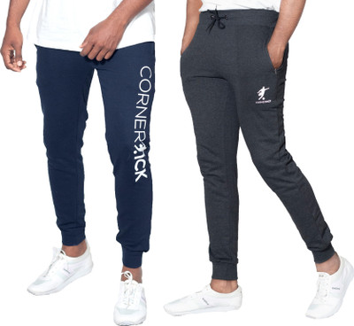 CornerKick Solid Men Dark Blue, Grey Track Pants