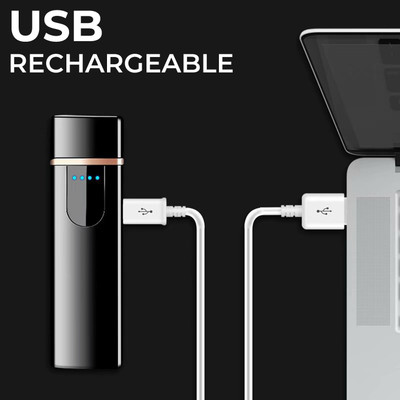 MOBIZAC UPGRADED Version Ultra Thin Flameless Electronic Lighter Rechargeable Lighter with Touch Sensor On/Off Button Lighter for Cigar and Cigarette Lighter(Black)