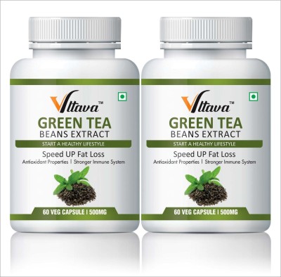 VLTAVA Green Tea Extract for Weight Loss (Fat Burner) & Antioxidant- (Pack of 2)(2 x 60 Capsules)