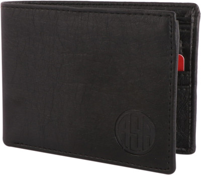 ASA CRAFT Men Casual Black Artificial Leather Wallet(6 Card Slots)