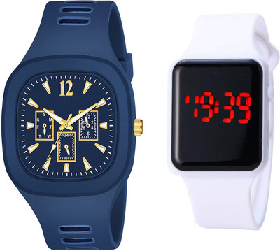 R AND P ENTERPRISE square dial silicone belt analogue and digital watch for boys and men Analog Watch  - For Boys