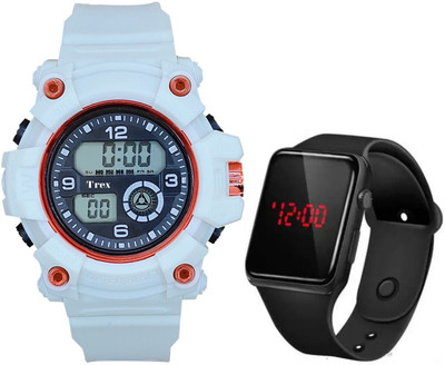 Trex S-Shock Simple Durable Premium Quality Semi Water&Shock Resistant Stop Watch Wrist Digital Watch - For Boys