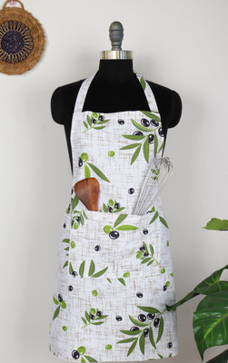 Peperhomia Cotton Home Use Apron - Free Size(Green, Single Piece)