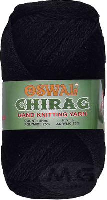 KNIT KING Represents Oswal Chirag Black 200 gms Wool Ball wool B Art-AJDH