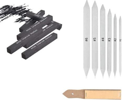 URBAN BOX Compressed Charcoal Perfect Combo for Portrait Sketches Drawing Sketching Art Supplies Stick(Pack of 3)