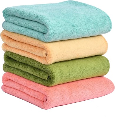 YELLOW WEAVES Microfiber 400 GSM Face, Hand, Sport Towel Set(Pack of 4)