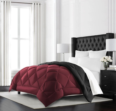 DORISTYLE Solid Single Comforter for  Heavy Winter(Poly Cotton, Maroon & Grey)
