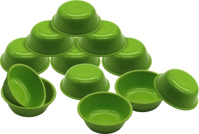 Jaycee Plastic Vegetable Bowl Microwave Safe BPA-free Food Grade Bowl Set For Food/Soup(Pack of 12, Green)