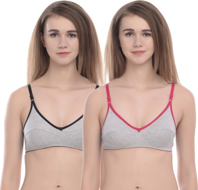 elina Women T-Shirt Non Padded Bra(Black, Pink)