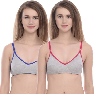 ELINA Women T-Shirt Non Padded Bra(Blue, Pink)