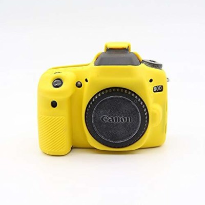 IJJA D camera silicone protective body camera cover for Canon 80D camera  Camera Bag(Yellow)