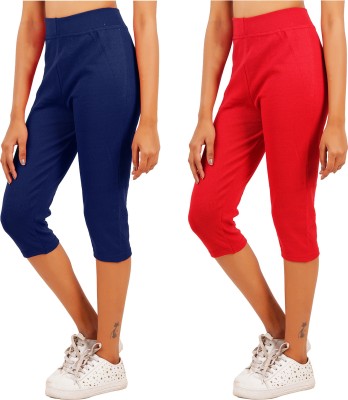 Just Live Fashion Women Dark Blue, Red Capri