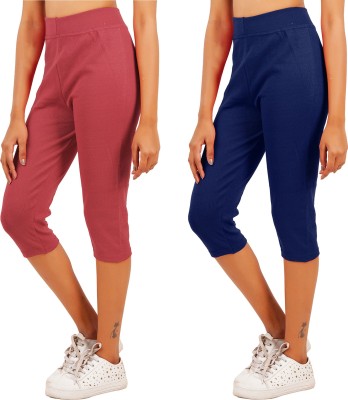 Eazy Trendz Women Maroon, Dark Blue Capri