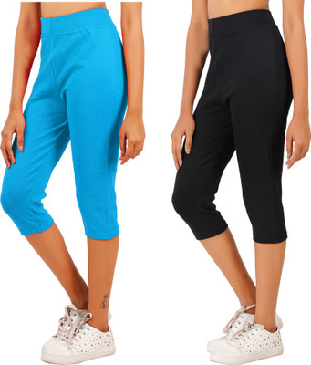 Just Live Fashion Women Light Blue, Black Capri