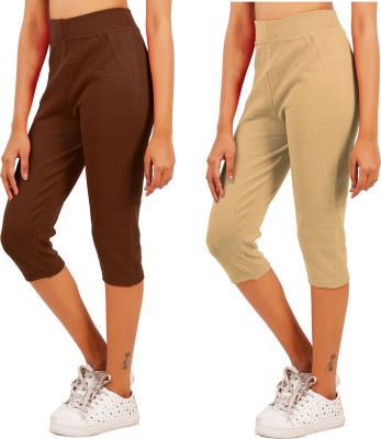 Just Live Fashion Women Brown, Beige Capri