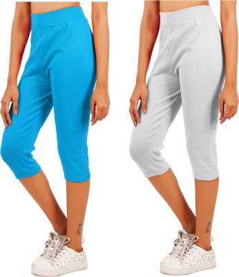 Just Live Fashion Women Light Blue, Silver Capri