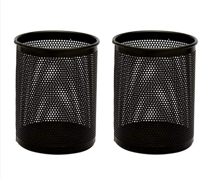 CPI 2 Compartments Metal Mesh Desk Pen, Pencil Organiser Holder for Office, School and Home 2Pcs, Black(Black)