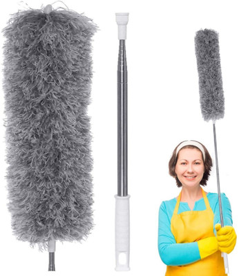 Clefairy Microfiber Feather Bendable & Extendable Duster With 100 inches Expandable Pole Dry Duster