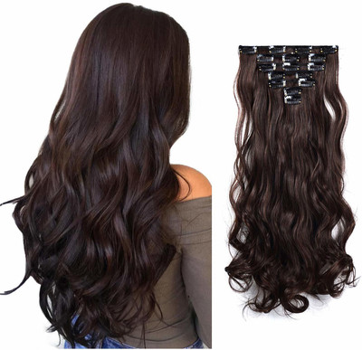 EASYOUNG 6 Clip Based Synthetic Curly Extensions for Women Hair Extension