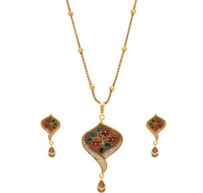 jivaas collection Brass Gold-plated Multicolor Jewellery Set(Pack of 1)