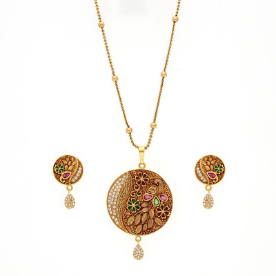 jivaas collection Brass Gold-plated Multicolor Jewellery Set(Pack of 1)