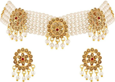 Enpong Alloy White, Ruby Red, Gold Jewellery Set(Pack of 1)
