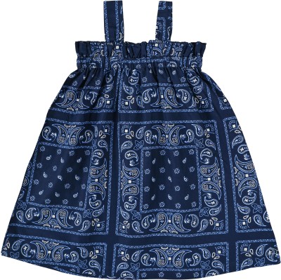 BUDDING BEES Girls Midi/Knee Length Casual Dress(Blue, Sleeveless)