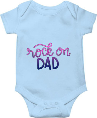 THE PRINT PLATTER Romper For Baby Boys & Baby Girls Casual Printed Cotton Blend(Blue, Pack of 1)