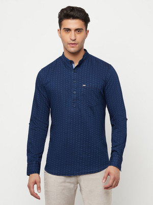 CRIMSOUNE CLUB Men Printed Straight Kurta(Blue)