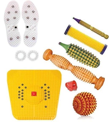 YKID Acupressure 001 Acupressure Wooden Foot Roller Acupressure Magnetic Stress Mat Combo Kit Massager(Multicolor)