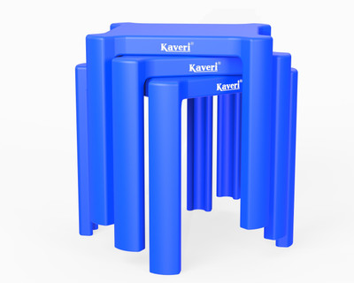 Kaveri Set of 3 Stacking Stool Good Looking and Practical Essential Load Bearing 150kg Plastic Nesting Table(Finish Color - Blue, Set of - 3, Pre-assembled)