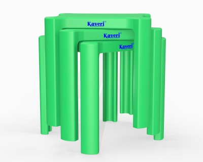 Kaveri Set of 3 Stacking Stool Good looking and Practical Essential Virgin Plastic Plastic Nesting Table(Finish Color - Green, Set of - 3, Pre-assembled)