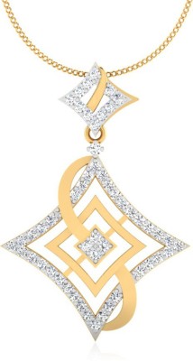 Iski Uski Store Squar Foral Silver Pendant Gold-plated Cubic Zirconia Sterling Silver Pendant